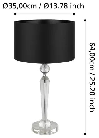 Lampă de masă Eglo 390158 PASIANO 1xE27/40W/230V negru