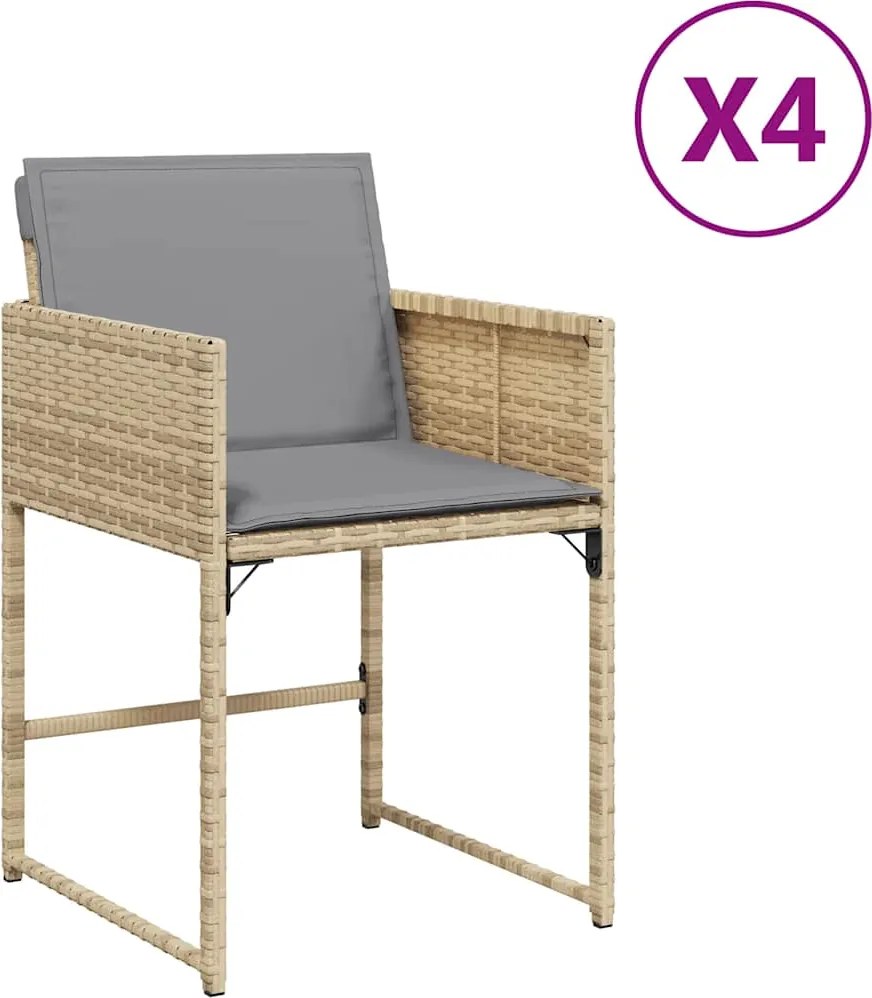 vidaXL Fotolii de grădină cu perne, 4 buc., bej combinat, poliratan