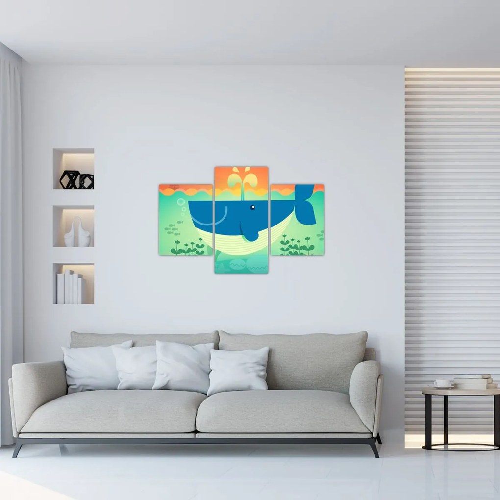 Tablou - Balenă veselă în mare (90x60 cm)