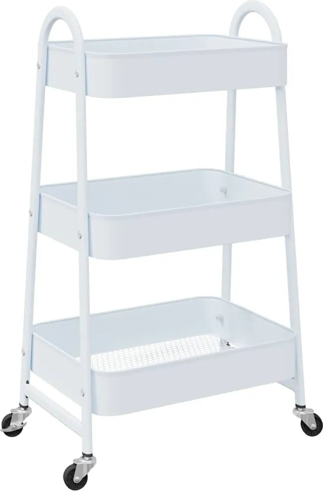 vidaXL Cărucior de depozitare 3 niveluri alb42x41,5x77 cm oțel
