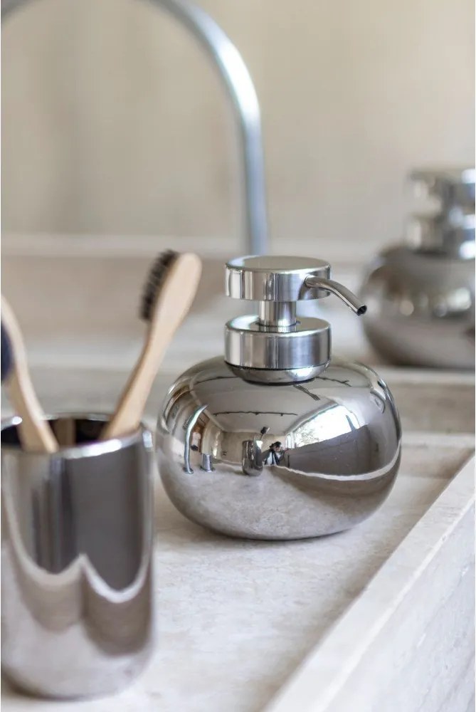 Dozator de săpun lichid argintiu din ceramică 200 ml Lotus – Mette Ditmer Denmark
