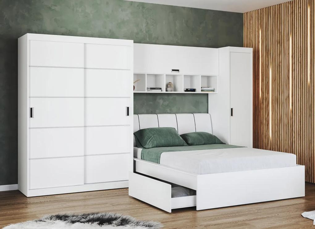 Set dormitor alb pat tapitat - Blanco - Configuratia 17