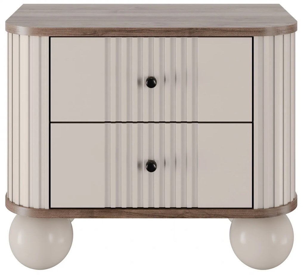Set noptiere Vesper 56 cm - cașmir / nuc / mânere negre / picioare sferice