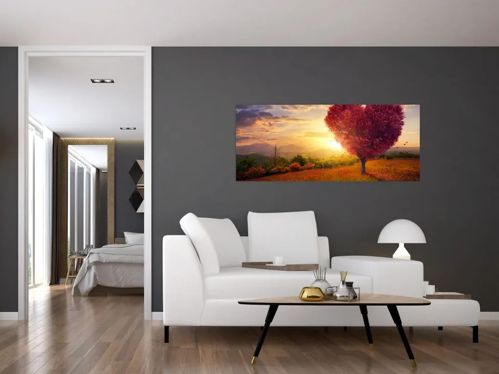 Tablou cu copaci în forma de inimă (120x50 cm)