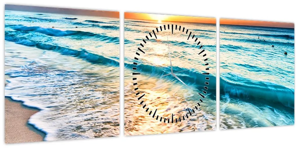 Tablou - Plaja de la mare (cu ceas) (90x30 cm)