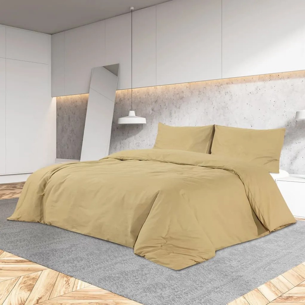 vidaXL Set cu husă de pilotă, gri taupe, 140x200 cm, microfibră