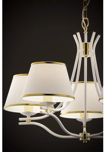 Jupiter 2084 - Candelabru pe lanț SAMBA, 5xE27/15W/230V, alb/auriu