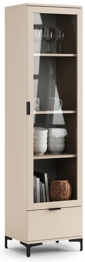 Mazzoni Vitrină LANA W-50 Bej (Șampanie) - DULAP CU O UȘĂ CU SERTAR