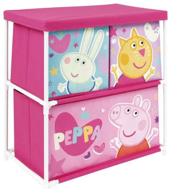 Purcelușa Peppa Suport de depozitare pentru jucării cu 3 compartimente 53x30x60 cm