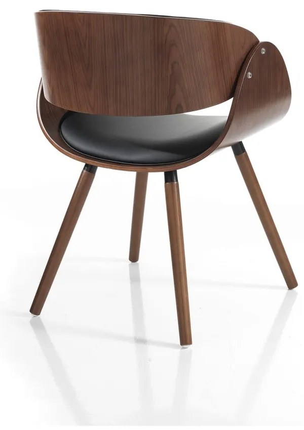 Scaun de sufragerie negru/maro închis cu cotiere tapițat Visby Evo – Tomasucci