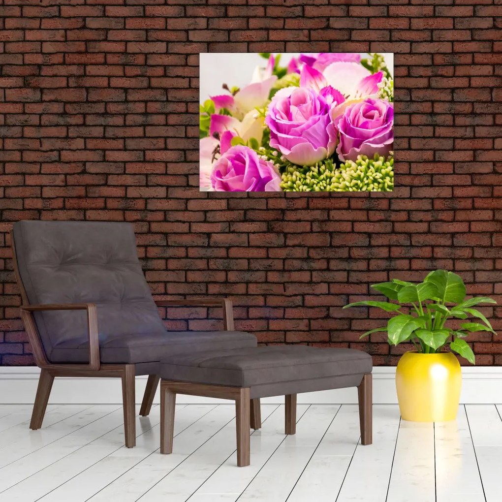Tablou pe sticlă cu trandafiri (70x50 cm)