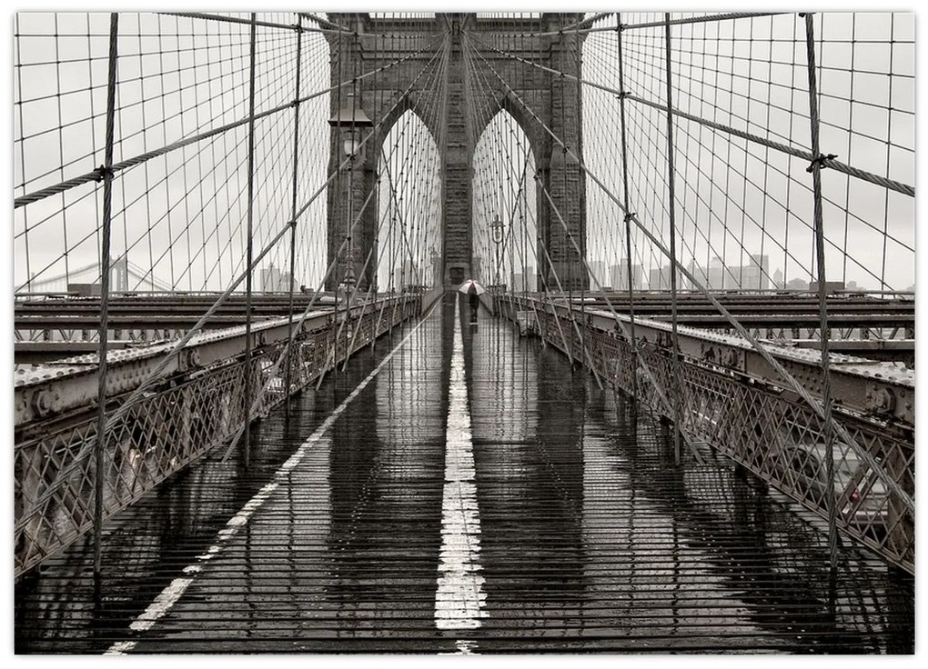 Tablou pe sticlă - Podul Brooklyn (70x50 cm)
