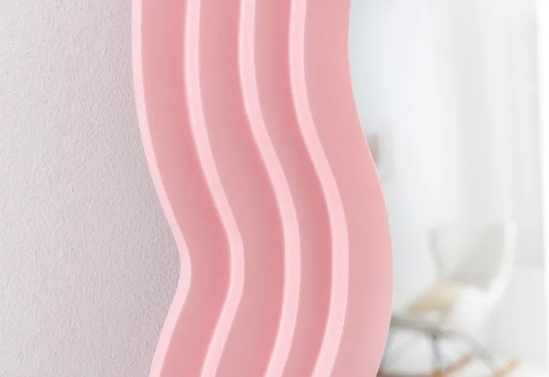 Oglinda de perete design modern Wave 160cm, roz