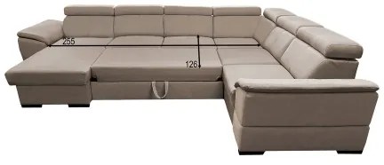 Colțar extensibil în U cu colț reversibil și spațiu de depozitare GRANADA, bej