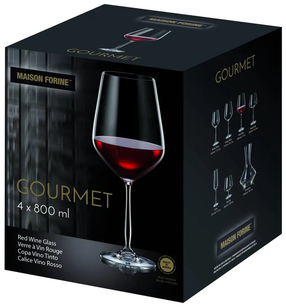 Set 4 pahare vin rosu 800ml, Gourmet