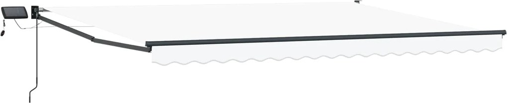 vidaXL Marchiză retractabilă manuală cu led-uri Alb 4 x 2 m