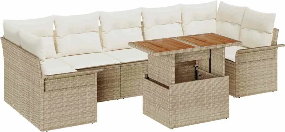 vidaXL Set de canapele pentru grădină 8 pcs Bej Rattan poli