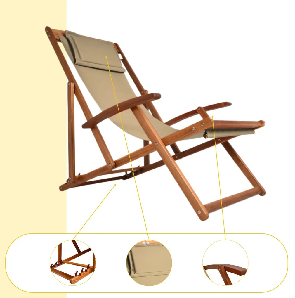 Șezlong de grădină SIENA, 65x87x102cm, bej Jurhan