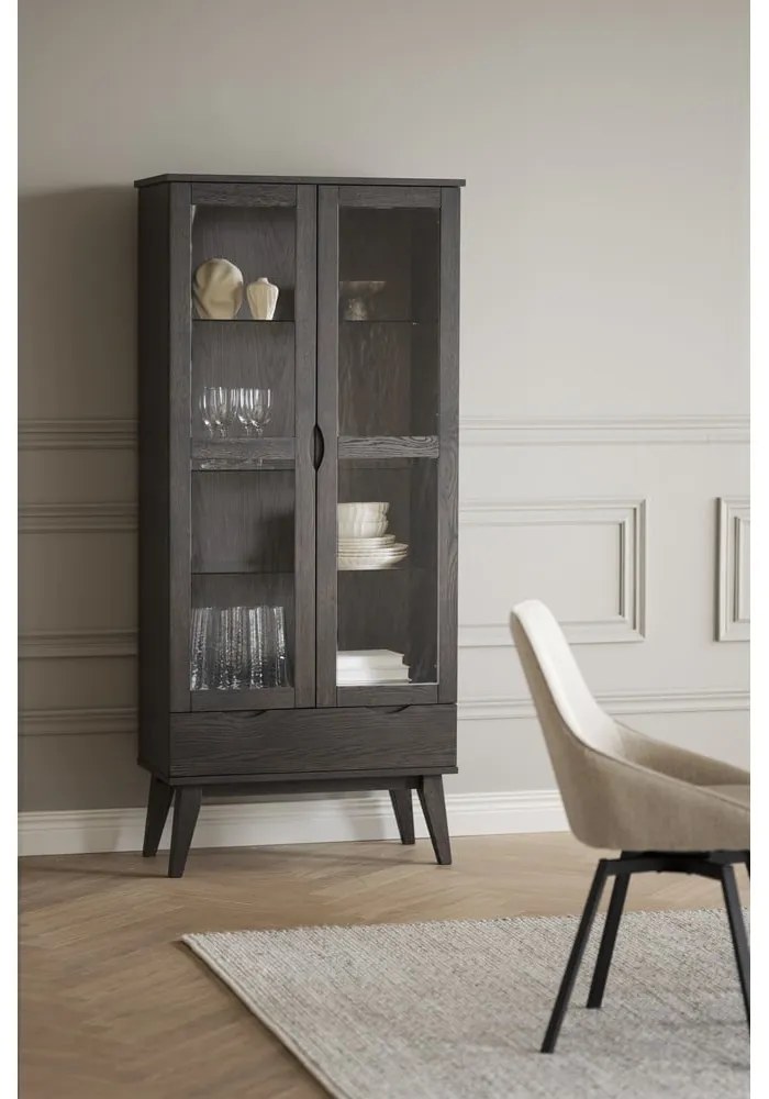 Vitrină maro cu aspect de lemn de stejar 82x185 cm Filippa – Rowico