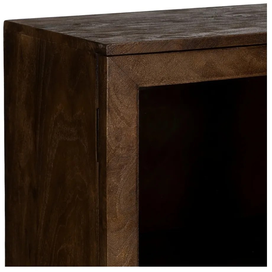 Vitrină maro din lemn de mango 80x140x40 cm Ravi – Ixia