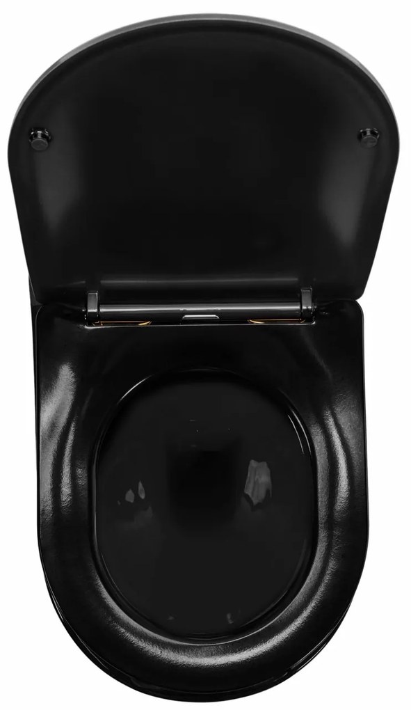 Vas wc suspendabil Carlo Mini Rimless Duroplast Flat negru/auriu