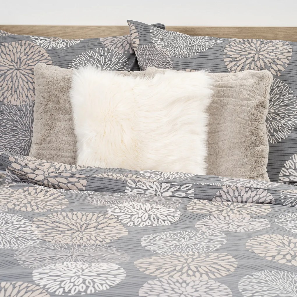 Lenjerie de pat din bumbac 4Home Grey Petals, 220 x 200 cm, 2 buc. 70 x 90 cm