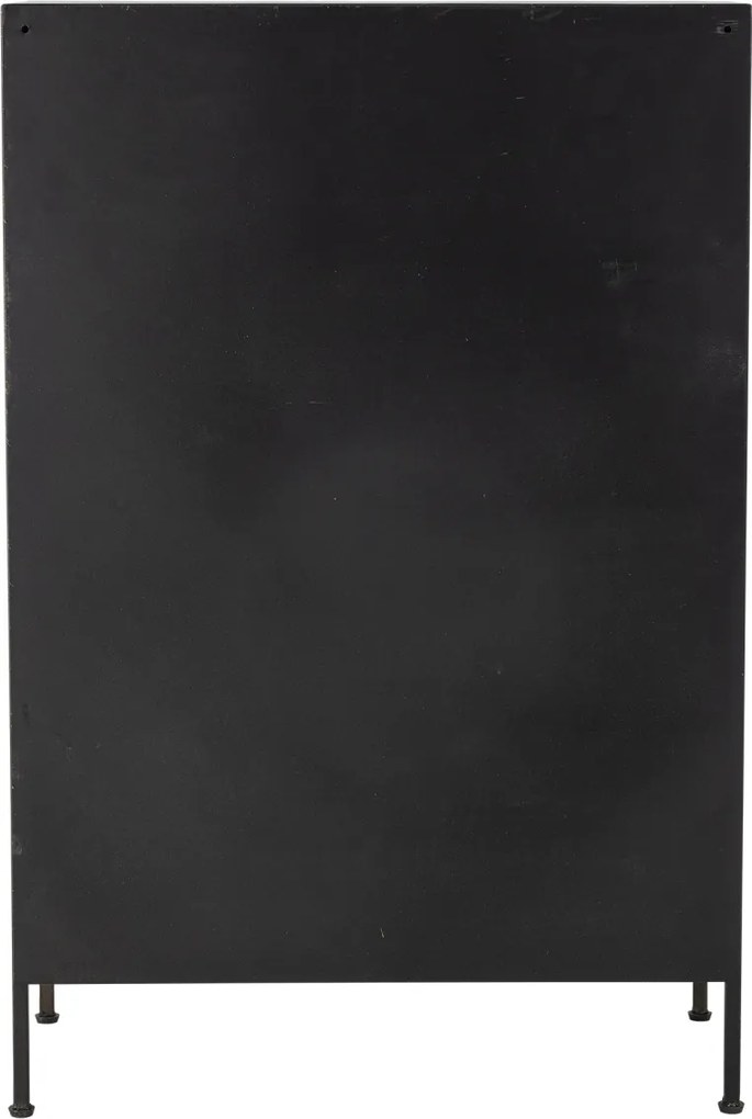 Comodă cu multe sertare, industrială, din metal și lemn, negru, cu 12 sertare, mânere scoică și picioare metalice, 92 x 60,5 x 33,5 cm, „Matteo”