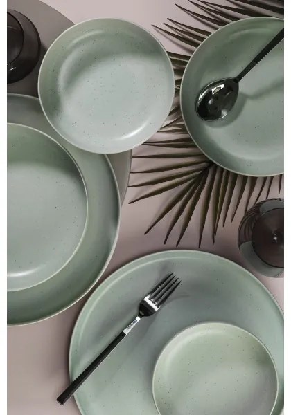 Set de masă, 18 piese, verde, porțelan