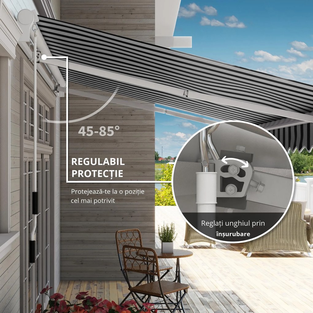 Outsunny Bază pentru Umbrelă de Soare cu Roți și Mâner Reglabil, 395x245 cm, Negru | Aosom Romania