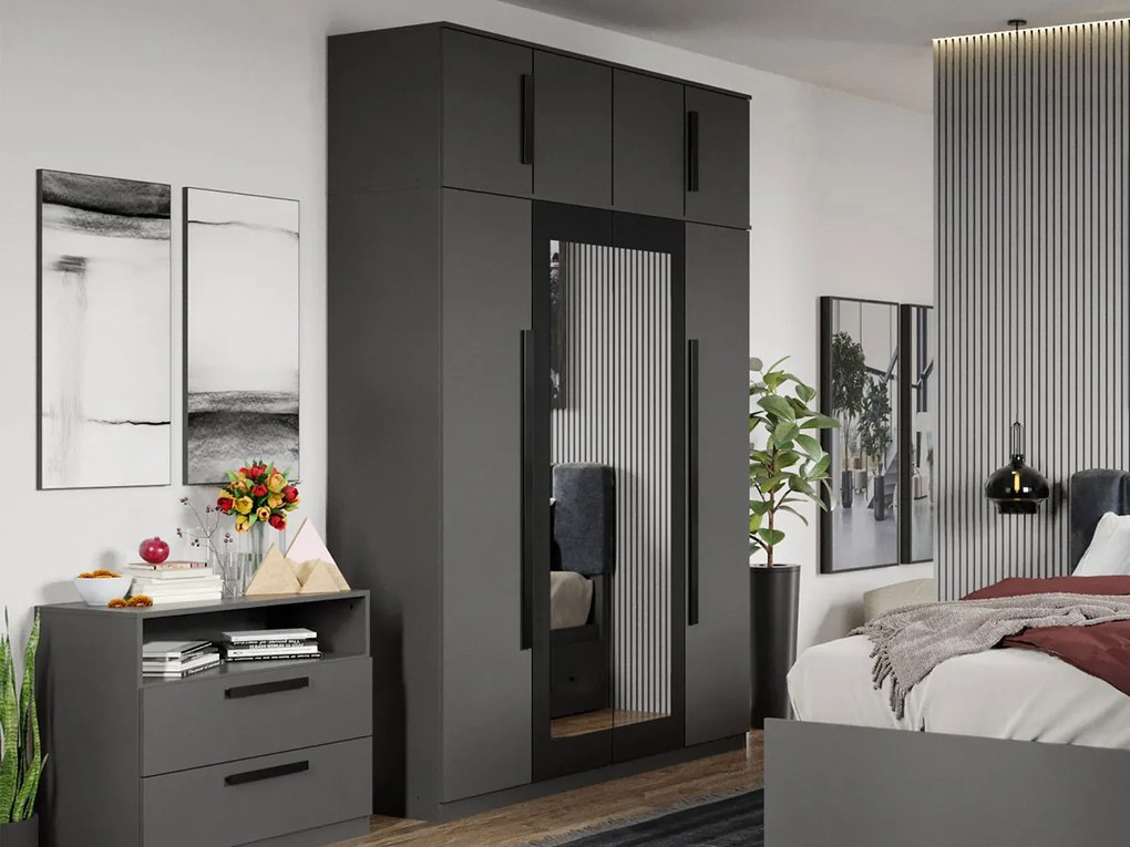 Set mobila dormitor complet Gri Antracit Stone C01