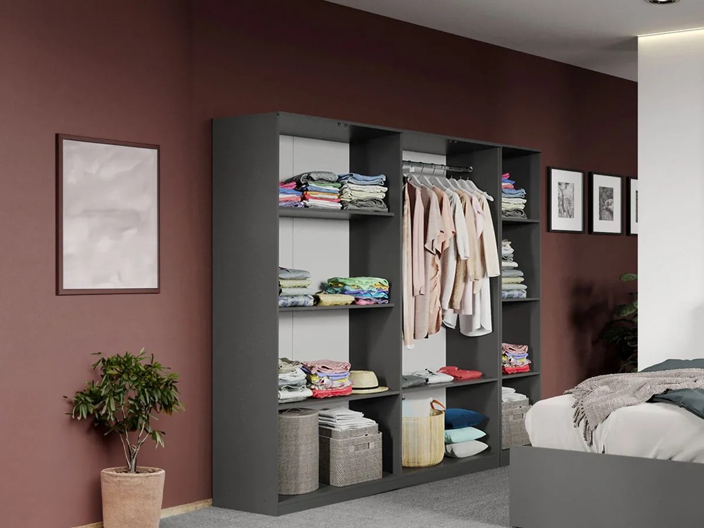 Set mobila dormitor complet Alb/Gri antracit Oasis C14