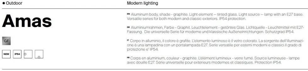 Aplica de perete iluminat exterior IP54 Amas 1L
