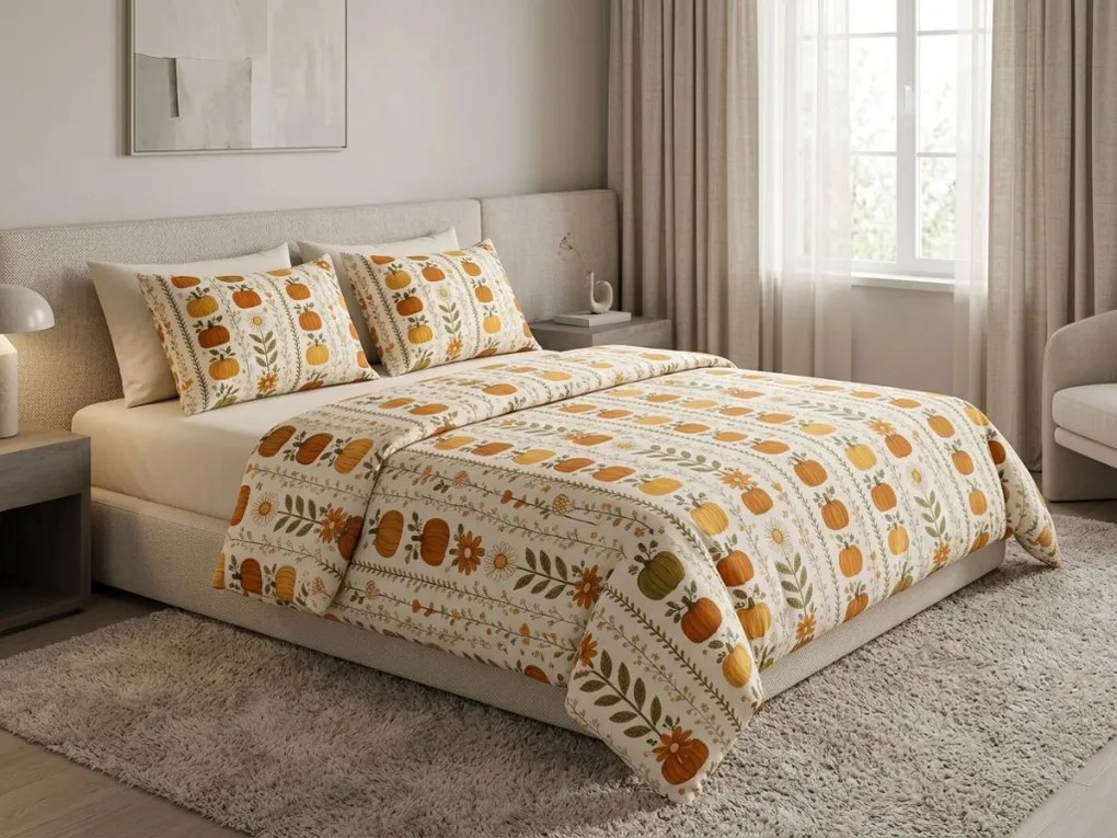Lenjerie de pat din flanel PUMPKIN LINES colorata Dimensiune lenjerie de pat: 2 buc 70 x 90 cm | 200 x 220 cm