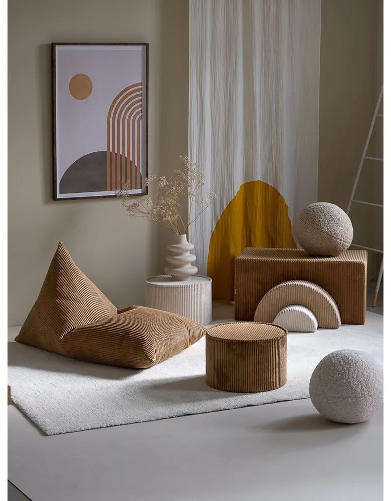 Fotoliu puf pentru copii maro cu tapițerie din catifea reiată Big Lounger – Wigiwama