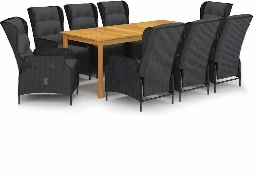 vidaXL Set mobilier de grădină, 9 piese, gri închis