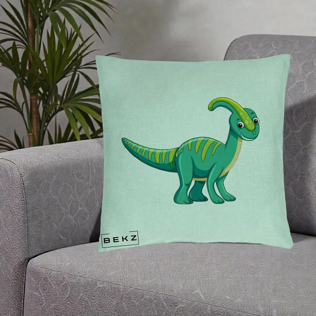 Perna Decorativa Parasaur Verde, 40x40 cm, Verde Menta, Husa Detasabila, Perna Inclusa, BEKZ®