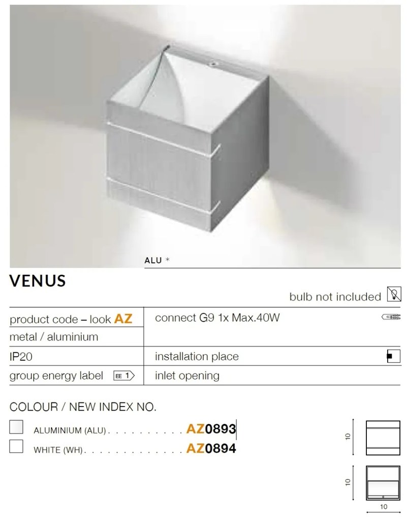 Aplica perete cu lumina ambientala Venus aluminiu