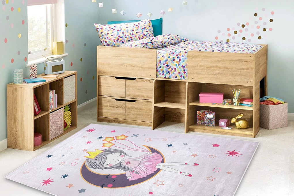 BAMBINO 48060 covor lavabil Prințesă, stele pentru copii anti-alunecare - roz - SECUNDAR-COTATI PRODUSUL
