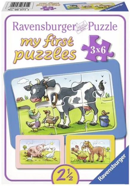 PUZZLE ANIMALE PRIETENI, 3X6 PIESE - RAVENSBURGER (RVSPC06571)