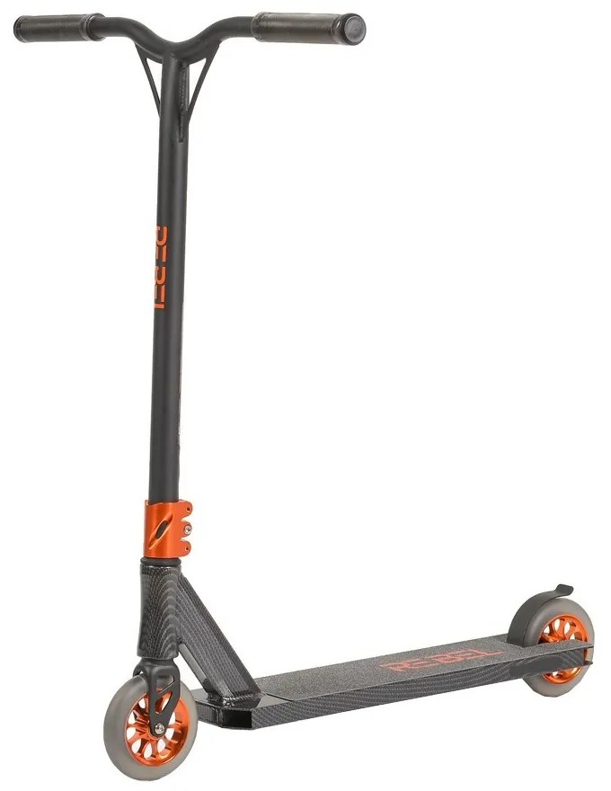 Trotineta Freestyle NOVOKIDS™ Rebel Stunter PRO, Maner 67 cm latime, Max 100 kg, Frana picior, Cadru si roti aluminiu, Diametru roata 120 mm, Negru