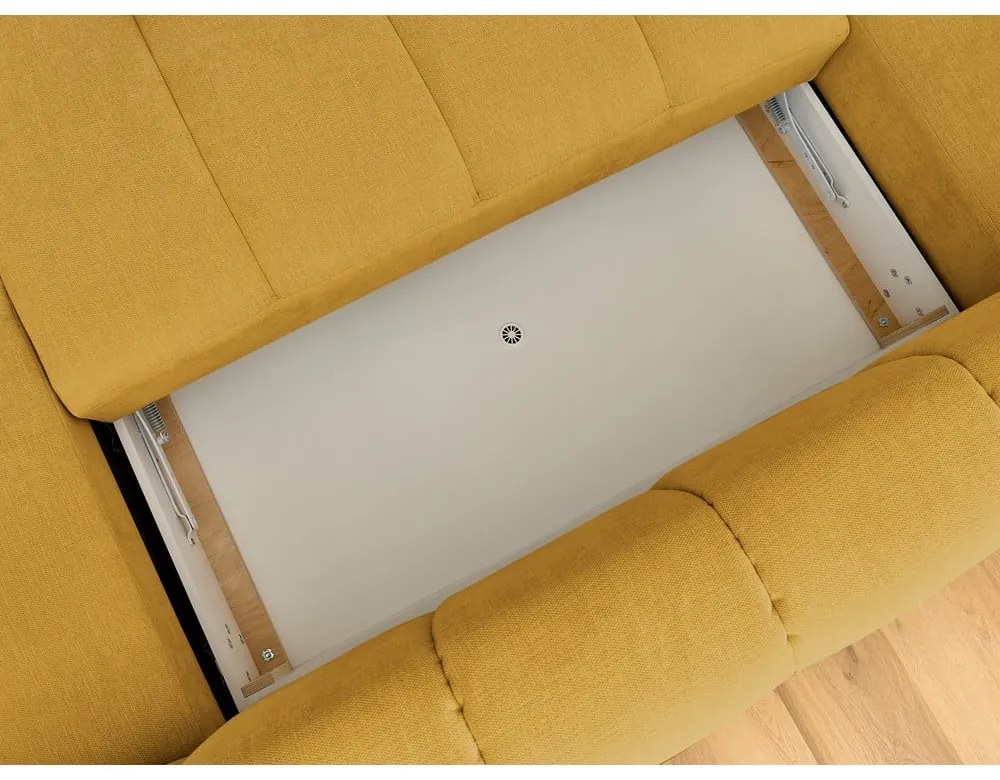 Colțar galben muștar extensibil/cu spațiu de depozitare (cu colț pe partea stângă/în formă de "U") Fuji – Bobochic Paris