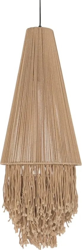 Lustră suspendată din bumbac și metal, natur, cu franjuri, finisaj natural, 100 x 36 cm, „Bonneval”