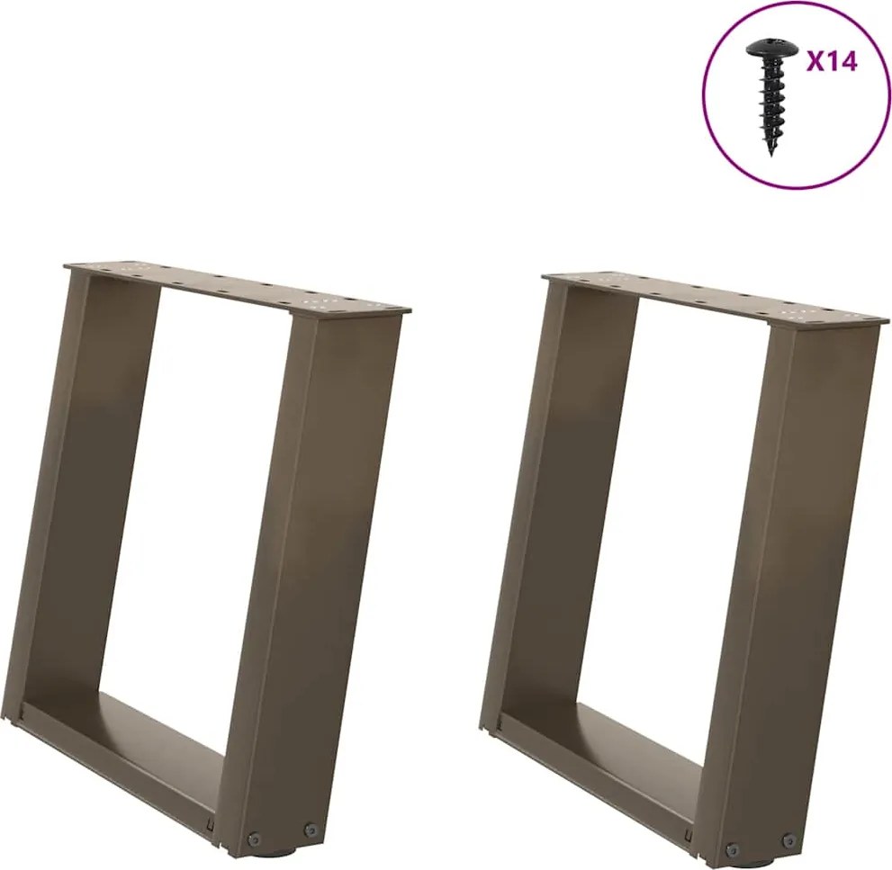 vidaXL Picioare pentru masă de cafea în formă de U, 2 buc., oțel natural, 50x(42-43) cm