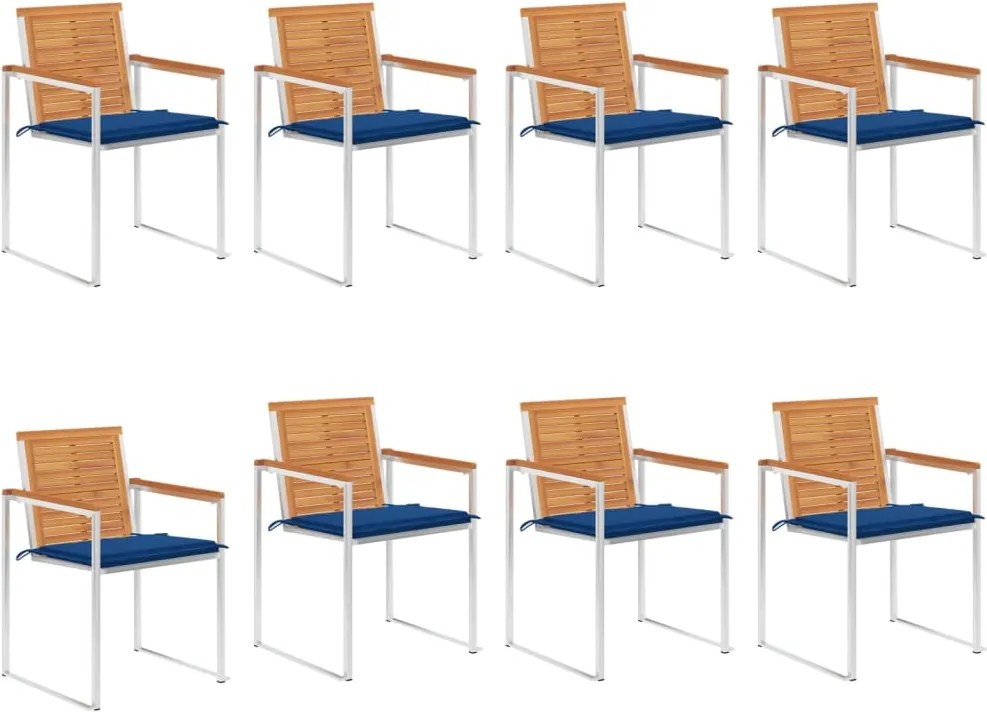 vidaXL Scaune de grădină cu perne, 8 buc., lemn masiv de acacia