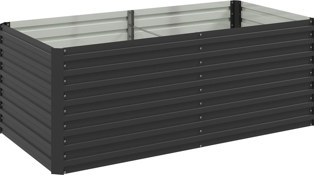 Outsunny Jardinieră ridicată galvanizată dreptunghiulară pentru exterior - fund deschis - 160 x 80 x 60 cm, gri | Aosom Romania