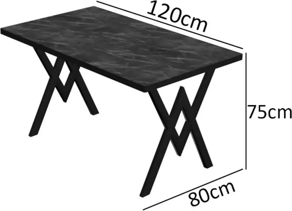 Set Masa Bucatarie cu 4 Scaune , negru,120x80x75 cm, 30410SET