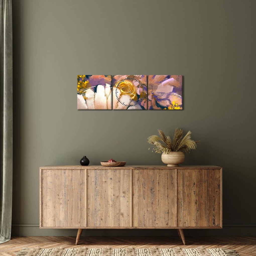 Tablou - Flori (cu ceas) (90x30 cm)
