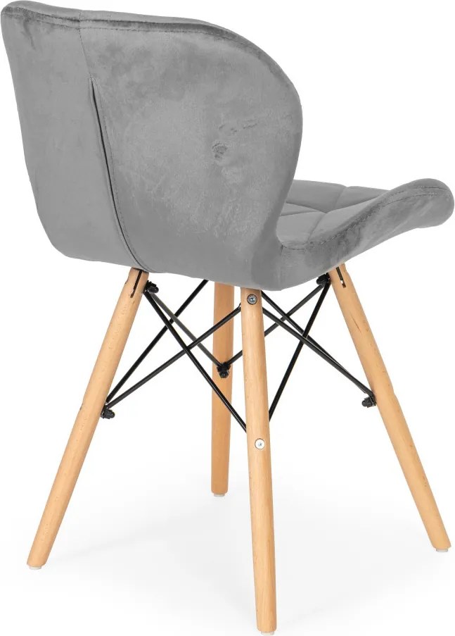 Set de 4 scaune din catifea gri