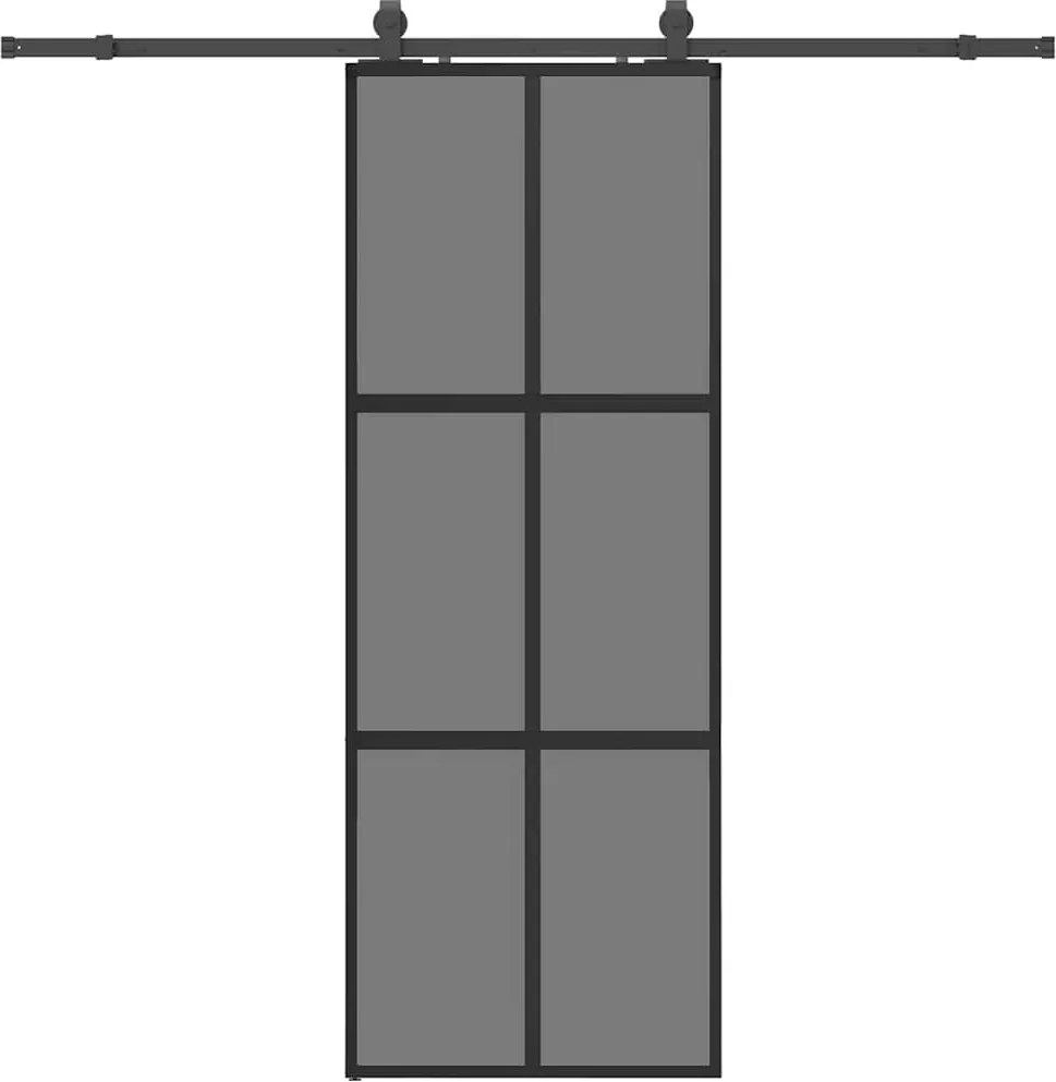 vidaXL Ușă glisantă cu set feronerie neagră 76x205cm sticlă securizată