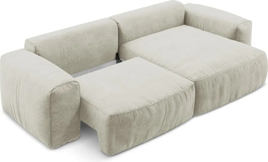 Colțar bej extensibil cu tapițerie din chenille (cu colț pe partea dreaptă/cu șezlong) Kuki – Makamii